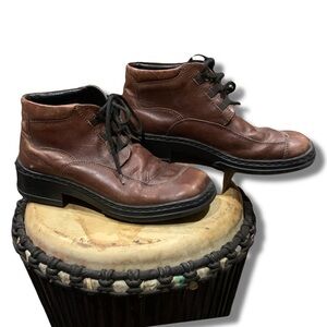 Josef Seibel Brown Leather Lace-Up Ankle Boots Preppy Student Size 7.5-8 Loafers